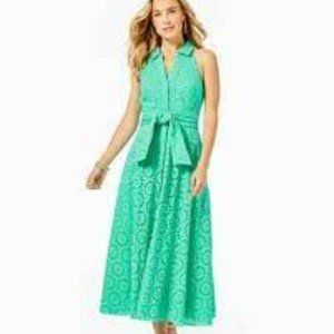Lilly Pulitzer Chrisella midi eyelet dress gustavia green, 6